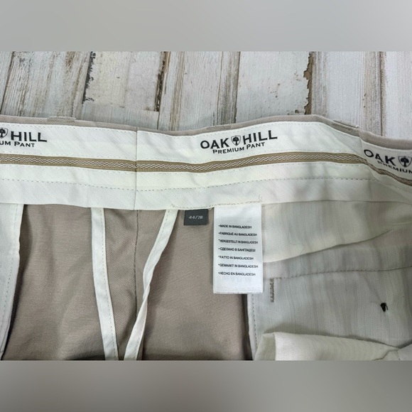 Oak Hill Dress Pants Mens 44x28 Tan Khaki Pleated Chinos Trousers Casual Work - Picture 5 of 11